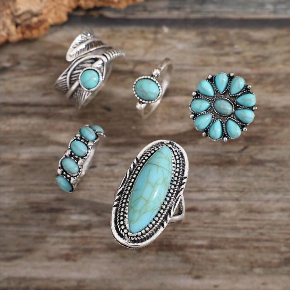 Boho Turquoise Ring Set N1692